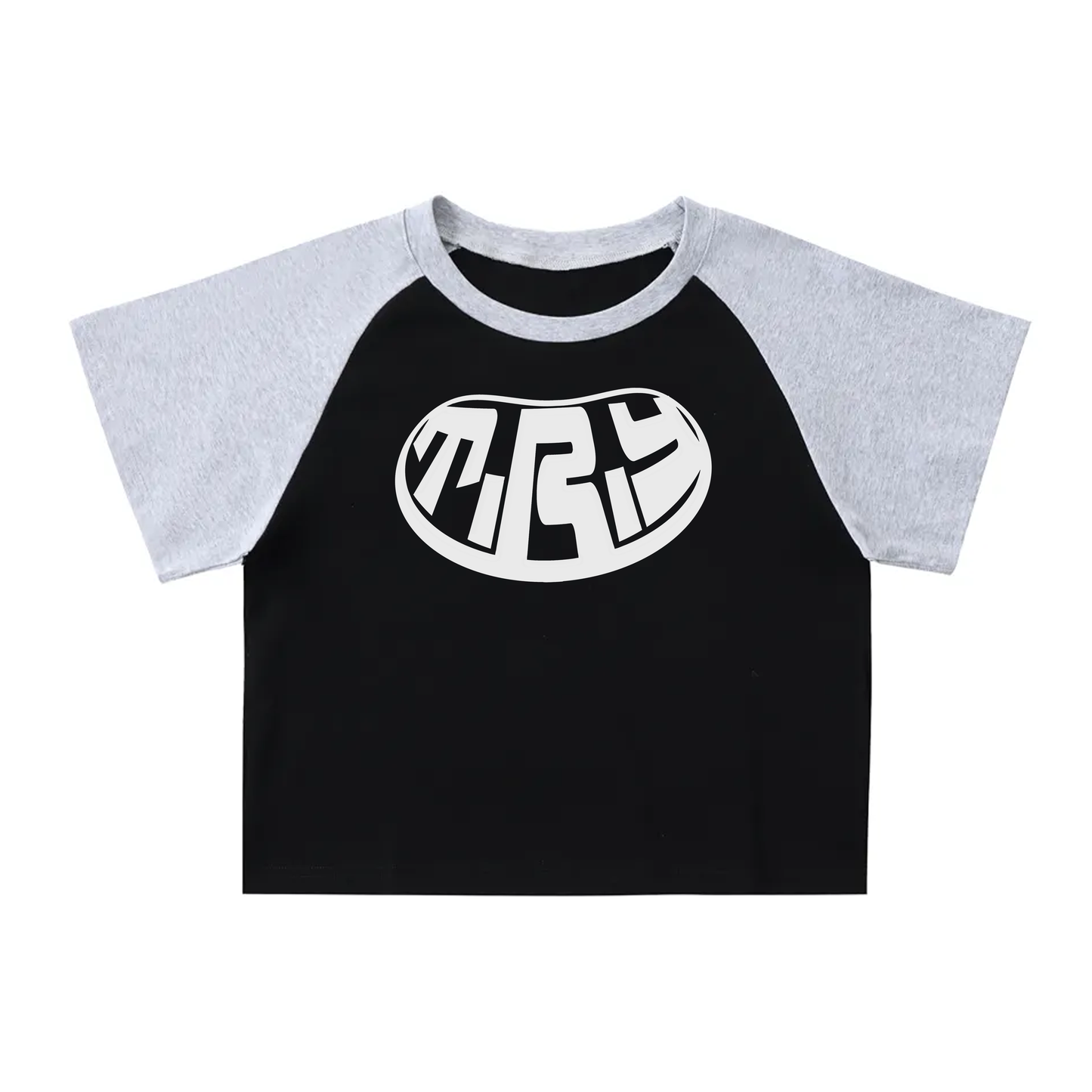 New Era Women's Raglan Croptop ( Ash & Black )