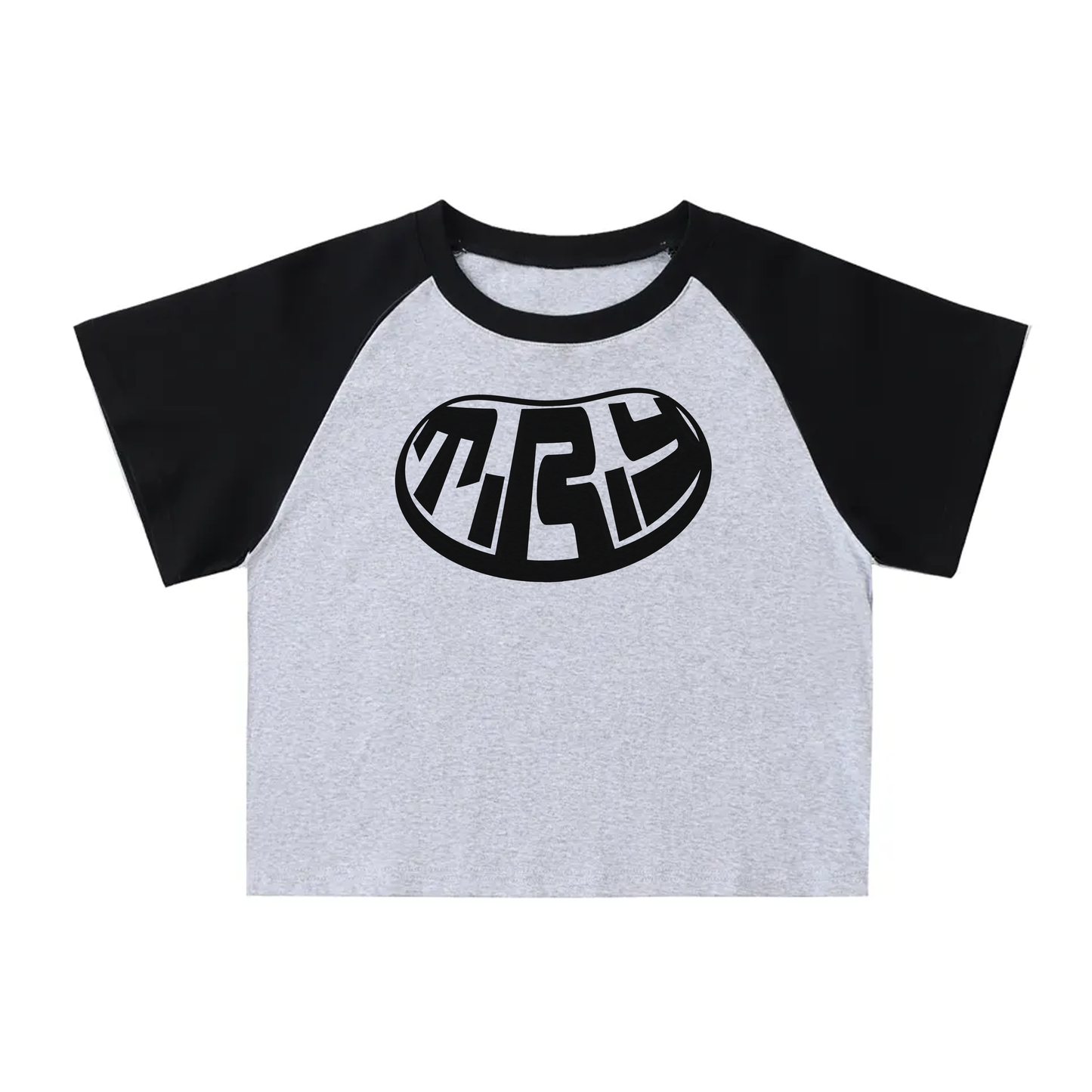 New Era Women's Raglan Croptop ( Black & Ash )