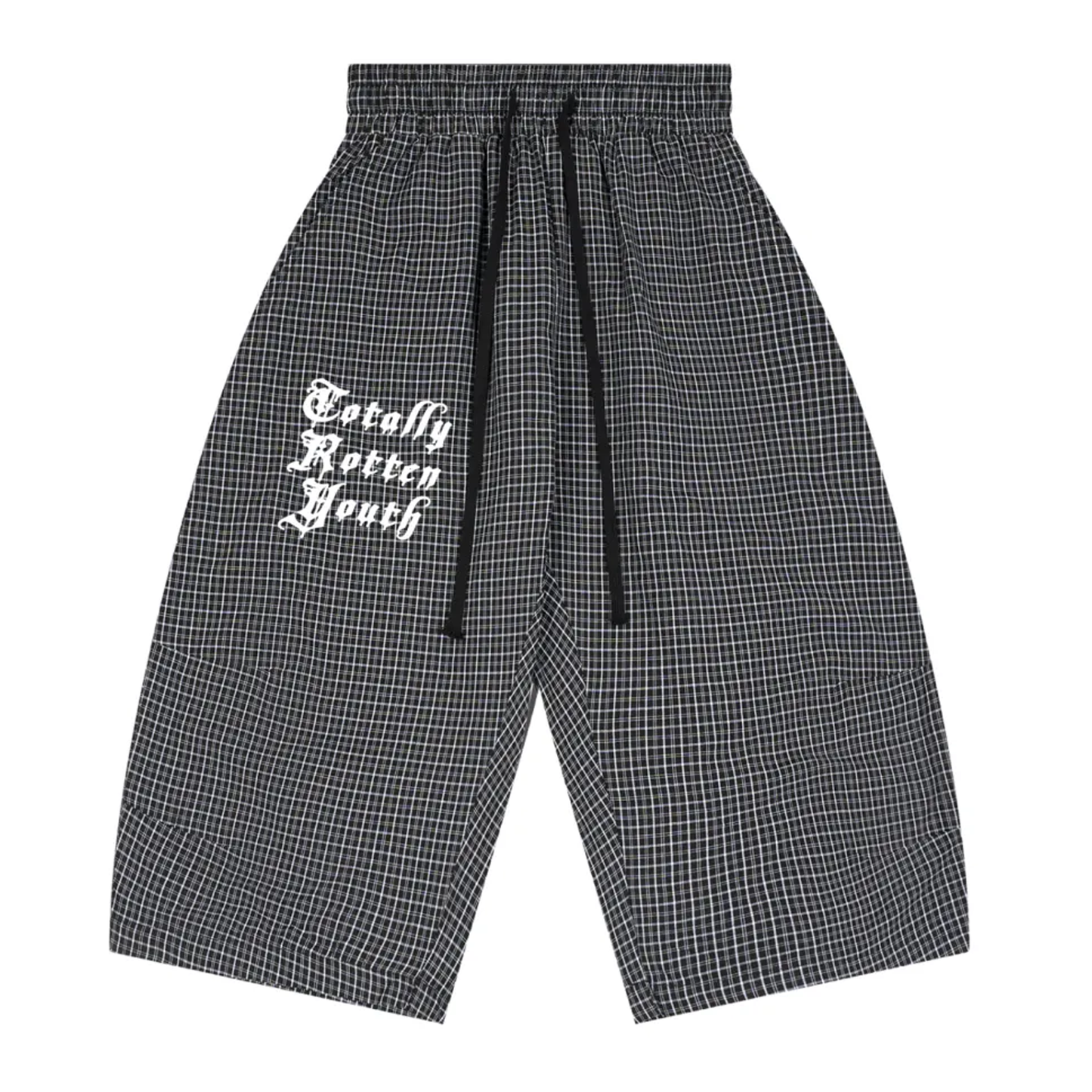 Striped Scripture Capri Shorts ( Black )
