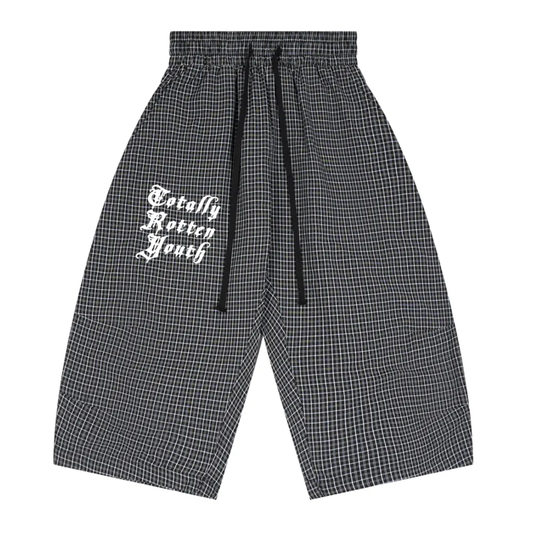 Striped Scripture Capri Shorts ( Black )