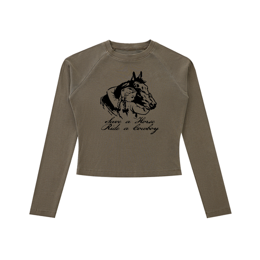 Save A Horse Women's Raglan Long-Sleeve ( Coffee )