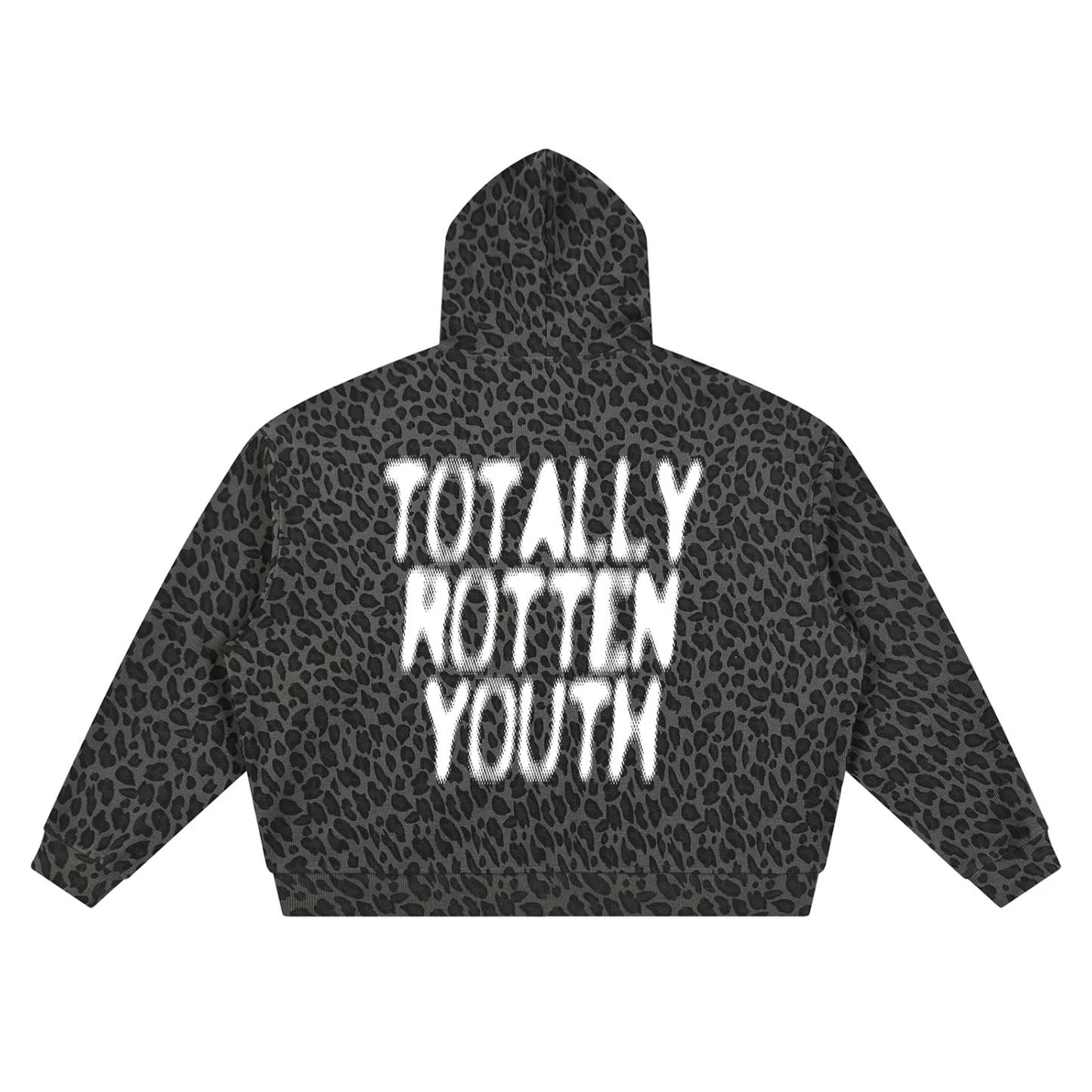 Logo Leopard Print Full Zip-Up Hoodie ( Snow Leopard )