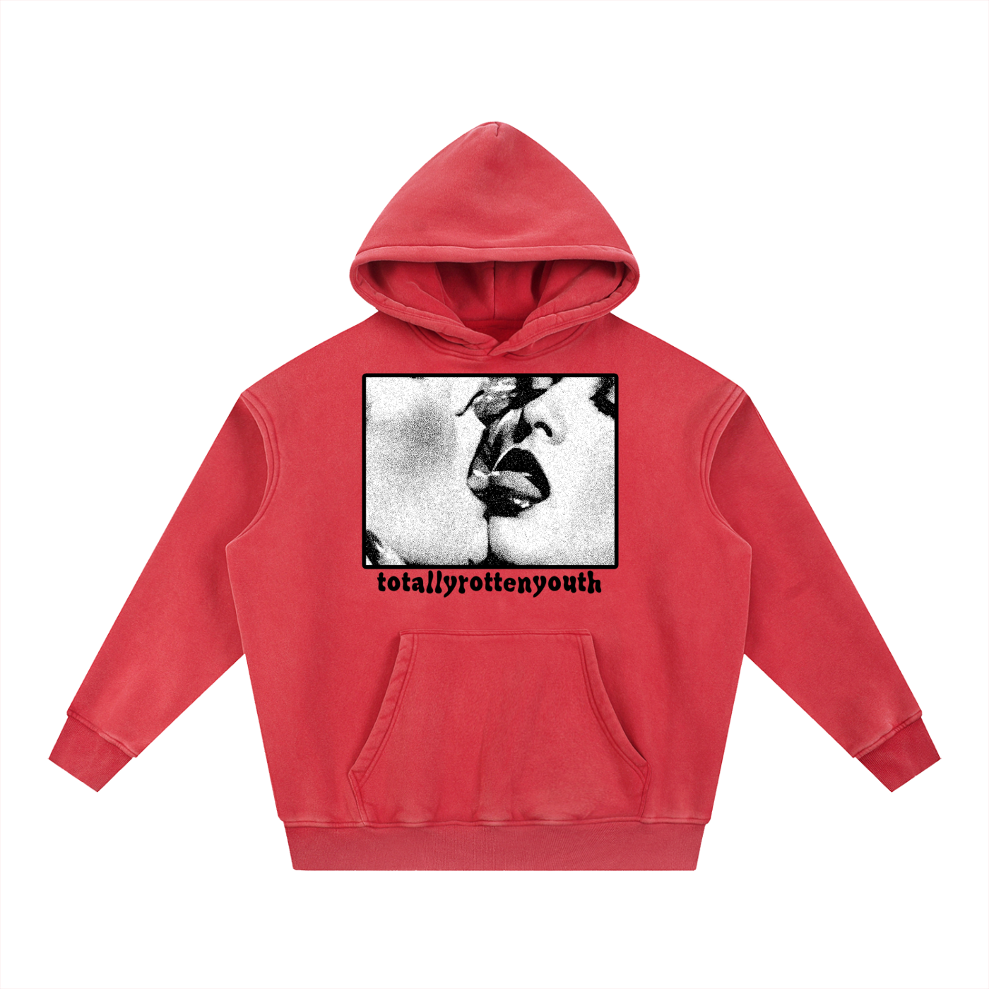 Snow Washed Kiss Hoodie ( Red )