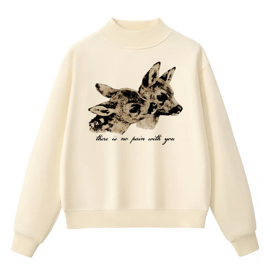 No Pain With You Women's Fleece Crewneck ( Cream )
